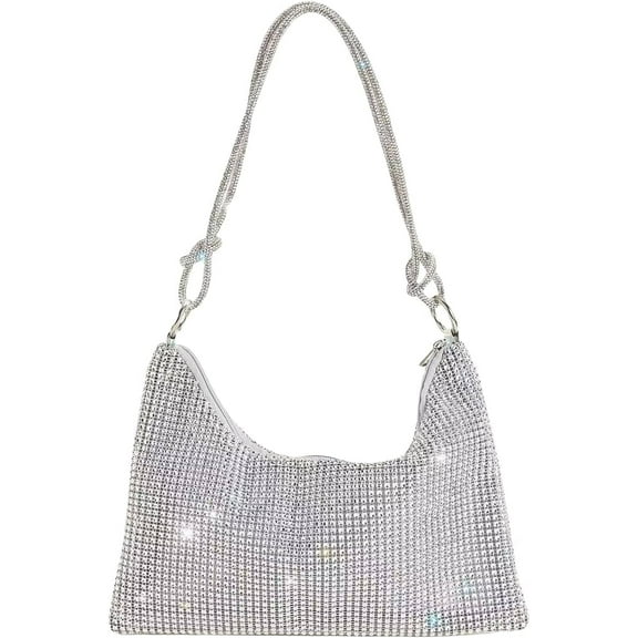 HMSHA Women's Glitter Rhinestone Hobo Handbag Evening Bag Purse