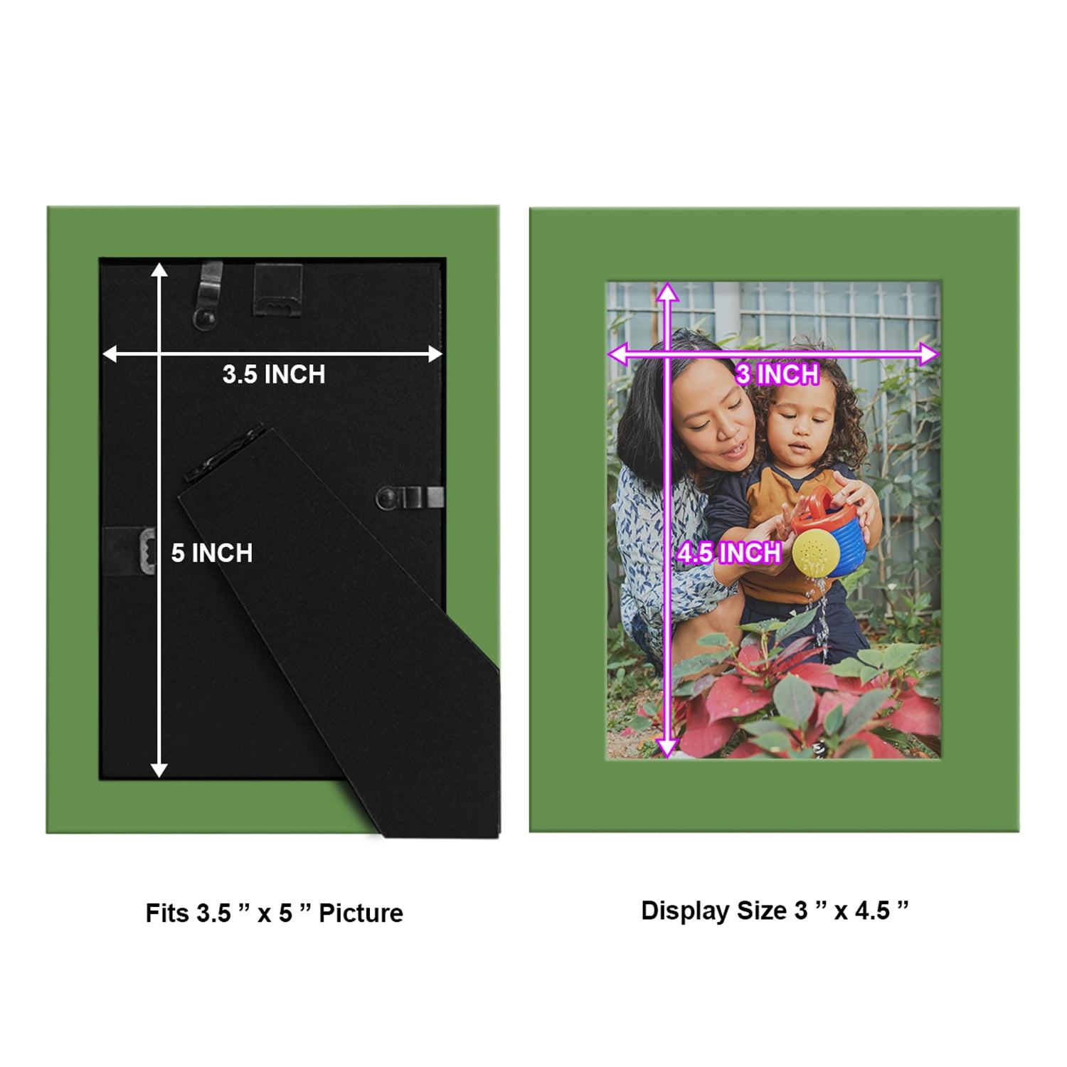 Modern 3.5 in. x 5 in. Green Picture Frame (Set of 2)