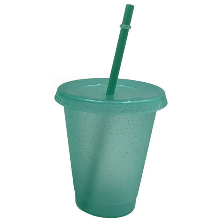 SPRING PARK 400/500ml Reusable Cup With Lid/Straws,Summer Coffee Tumblers  Party Cup for Adults,Iced Coffee 