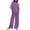 Purple, variant on Linen Pants Suits for Women 2 Piece Outfits for Women 2 Piece Sets Clothing Set Female Round Neck Short Sleeve Tops Pants Sets Long Pant Style S_711 Women's Tracksuits Khaki XXL