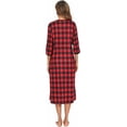 thumbnail image 3 of Women's Soft Striped Robe  3/4 Sleeve Spring & Fall Nightgown with Front Zipper, Pockets for Outdoor and Home, 3 of 11
