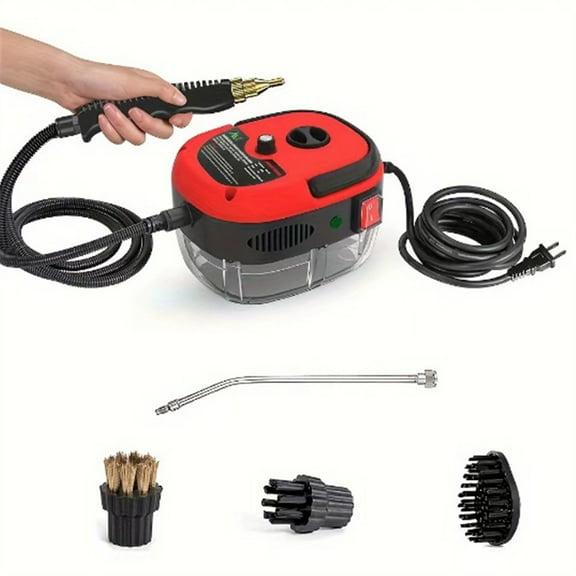 CJC Steam Cleaner, 2500W Portable High Pressure Steam Cleaning Machine with 3Pcs Brush Heads for Kitchen, Bathroom, Car (Red)