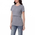 thumbnail image 6 of Frostluinai Womens Nursing Tops Short Sleeve Ribbed Breastfeeding Shirts Double Layer Maternity Shirt Crew Neck Short Sleeve Pregnancy Clothes, 6 of 8