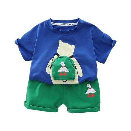 

GYRATEDREAM Toddler Boy Summer Short Sets Outfits Cotton Casual CrewNeck Short Sleeve Playwear Clothes Sets 1-7 Years
