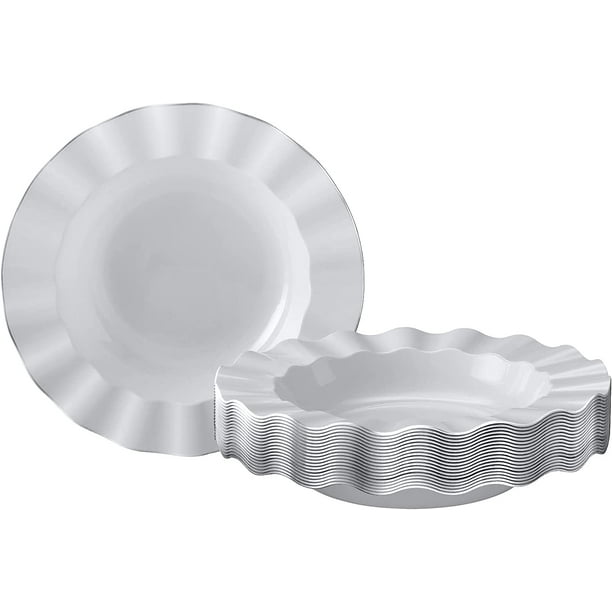 Elegant Plastic Plates for Party with Scalloped Rim (10 PC), Disposable