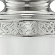 Reminded Cremation Memorial Urn for Human Ashes, Silver and White Adult Brass Funeral Urn with Velvet Bag
