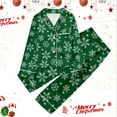 thumbnail image 2 of Women's Snowflake Pattern Long-Sleeved Pajama Set - Soft and Comfy Nightwear with Button-Down Top and Pants, 2 of 4