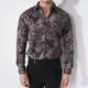 thumbnail image 2 of Camisas y blusas estampadas de manga larga para hombre, negras, florales, elegantes, con botones asiáticos, sociales, regulares, de lujo, tallas grandes, 2 of 4