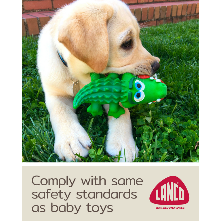 Lucas b. Natural Dog Toys Crocodile Sensory Toy with Squeaker Green Medium