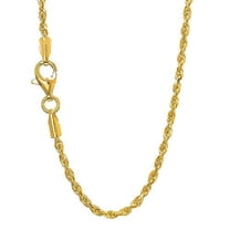 JewelStop 10k Solid Yellow Gold 2 mm Diamond-cut Rope Chain, Lobster Claw Clasp - 22 Inches, 8.2gr.