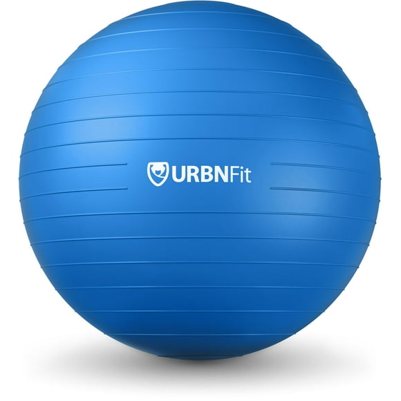 URBNFit Exercise Ball - Yoga Ball in Multiple Sizes for Yoga, Pilates, Pregnancy, Stability - Anti-Burst Swiss Balance Ball w/Quick Pump – Office Ball Chair for Home and Gym – 34 Inch - Blue