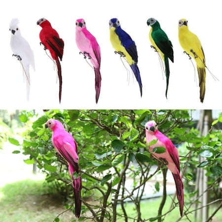 6x Macaw Parrot Lifelike Bird Ornament Figurine 35cm Animal Statue Lawn Sculpture Yellow