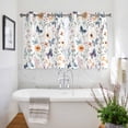 thumbnail image 3 of Botanical Flower Kitchen Curtains Short 54 Inch Length, Country Farm Butterfly Spring Plant Grommet Top Bedroom Living Room Curtains, Light Filtering Cafe Curtain Drapes 2 Panels Set 84''x54'', 3 of 9