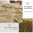 thumbnail image 2 of PHF Lightweight Twin Size Fleece Blanket, Contemporary Flannel Fleece 3D Jacquard Aesthetic Fluffy Blanket, No Shedding, No Pilling, 66" x 90", Light Khaki, 2 of 7