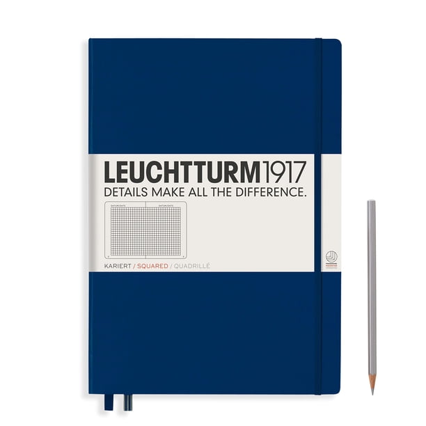 LEUCHTTURM1917 - Cuaderno Tapa Dura Master Classic A4+ - 235 Páginas Numeradas para Escritura y Diario (Marino Cuadrado)