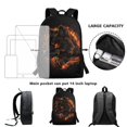 thumbnail image 6 of Uourmeti Durable Zippered 17 Inch Backpack for Travel Outdoor, Lightweight Smooth Zipper Daypack, Flame Wolf Design, 6 of 6