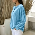 thumbnail image 4 of Velvet Tops for Women 2026 Long Sleeve Shirts Casual Loose Fit Velour Pullover Tee Shirts Soft Comfy Warm Lightweight Basic Tops by Yigetop Sky Blue S, 4 of 6