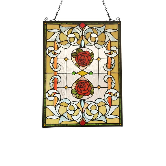 RADIANCE Goods Floral Tiffany-Glass Window Panel 24" Tall