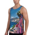 thumbnail image 2 of Pofeuu Colorful Mediterranean Village Print Men's Workout Tank Tops Sleeveless Muscle Gym Shirt Quick Dry-Large, 2 of 7