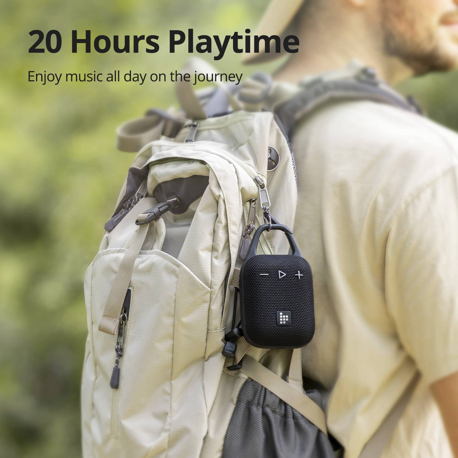 Tronsmart Mirtune H1 Portable Bluetooth Speaker, Big Audio and Punchy Bass, Integrated Carabiner, IPX7 Waterproof, 20H Playtime - Black