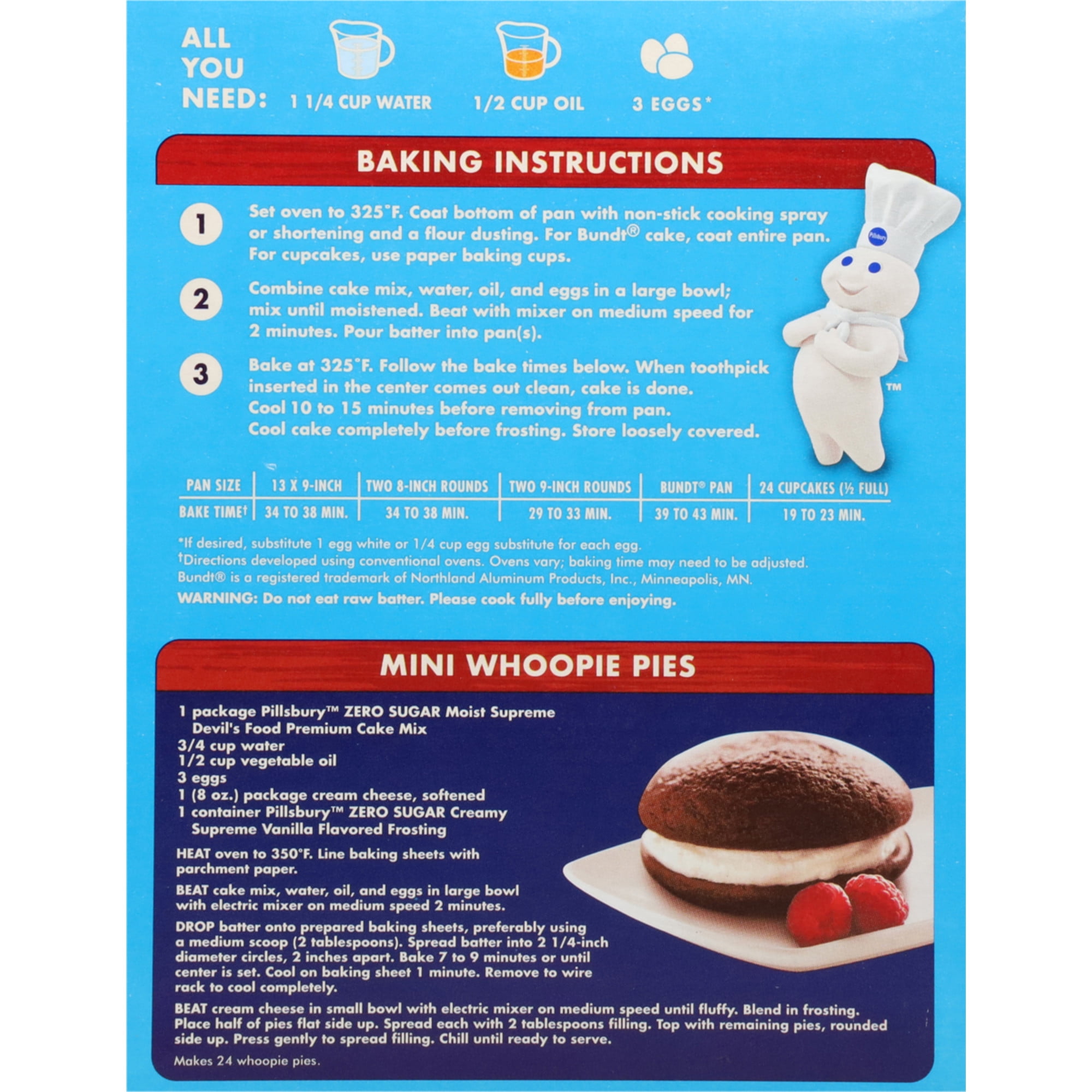 (6 pack) Pillsbury Zero Sugar Moist Supreme Devil's Food Premium Cake Mix, 16 oz Box