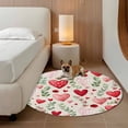 thumbnail image 2 of Valentines Round Area Rug 7Ft Washable Circle Rugs for Dorm Laundry Room, Pink Red Love Heart Green Botanical Spring Non-Slip Carpet Floor Mats Indoor Outdoor Carpet Runner Aesthetic Home Decor, 2 of 8