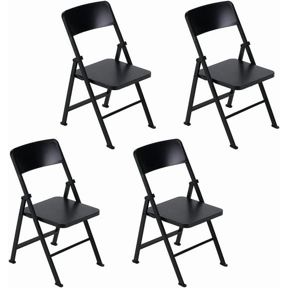 4Pcs Mini Plastic Foldable Chair 3.7x3.3x4.2 Inch Black Foldable Chair for Action Figure Accessories Miniature Furniture for 12 Inch Action Figure Minihouse Decoration DIY Making