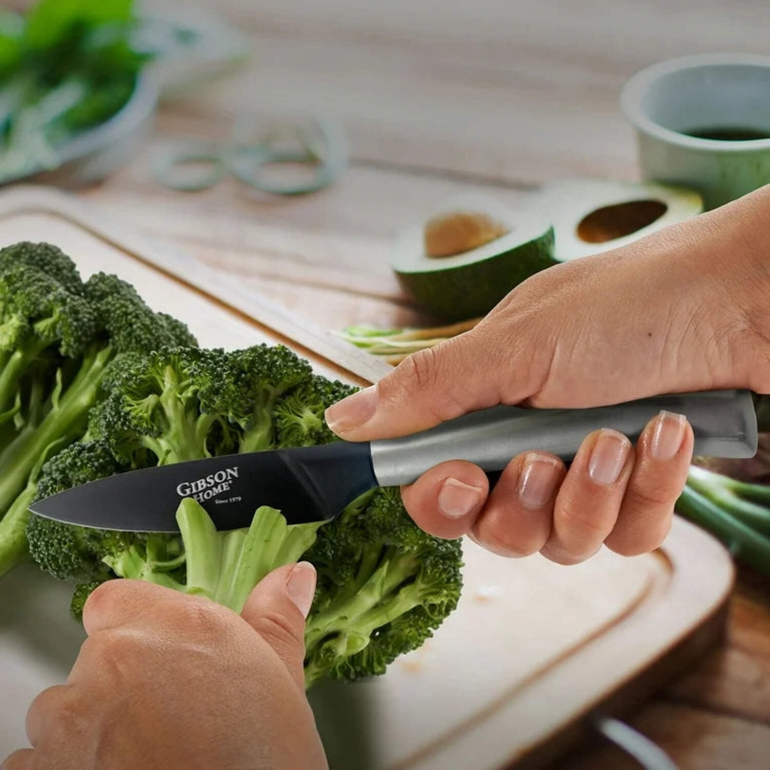 Gibson Home 93088.01 3.5 in. Opus Stainless Steel Paring Knife with Black Blade