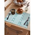 thumbnail image 3 of Ocean Placemats Set of 6 Shell Coral Starfish Stripes Navy Turquoise Place Mat for Dining Table Washable Burlap Cotton Table Mats, 3 of 6