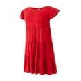 thumbnail image 4 of Women‘s Casual Pleated Flowy Dress Ruffle Loose Short Sleeve Bohemian Beach Holiday Short Dress, 4 of 8