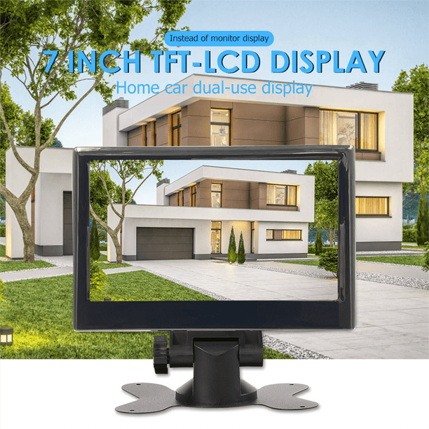 Moniteur 7 Pouces TFT LCD Couleur HD 12V-24V Pour Caméra De Recul Voiture - Support Réglable, 2 Entrées AV