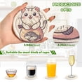 thumbnail image 2 of Yayeee 6 PCS Drink Coasters with Holder Set Woven Absorbent Round Tabletop Hot Pad, White Cute Cat, 2 of 7