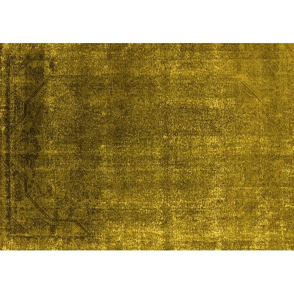 Ahgly Company Indoor Rectangle Oriental Yellow Industrial Area Rugs, 4' x 6'