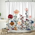 thumbnail image 2 of SUNOLIFE Floral Shower Curtain Spring Watercolor Flowers Waterproof Fabric Bathroom Curtain 72x72 in, 2 of 4