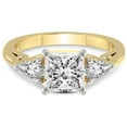 thumbnail image 3 of 3 Carat IGI Certified Princess Shape Lab Grown Diamond Engagement Ring | 14K Yellow Gold | Leona Three stone Side Pear Shape Lab Diamond Ring | FG-VS1-VS2 Quality Friendly Diamonds, 3 of 5