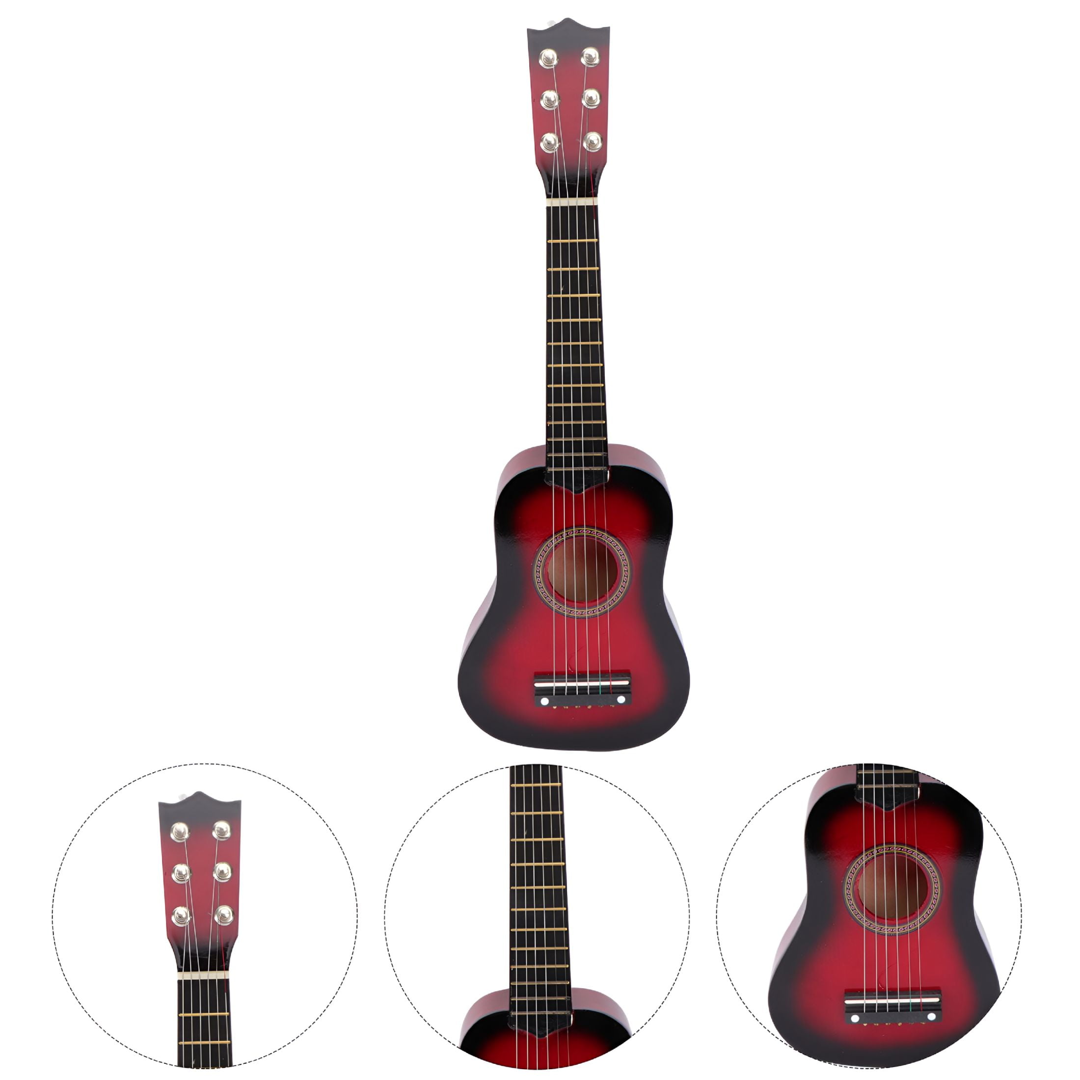 LAMIRO 21 Inch Acoustic Guitar Small Size Portable Wooden Guitar for Children Kids (Red)