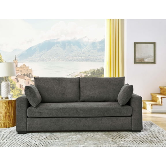 Upholstered Sofa with Toss Pillows - Fabric Sofa