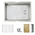 thumbnail image 1 of Stylish Undermount 25" Stainless Steel Single Bowl Workstation Kitchen Sink with 4 accs S-612W, 1 of 17