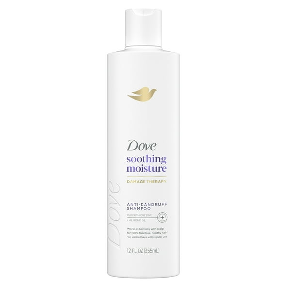 Dove Damage Therapy Derma Shampoo for Flaky Scalp Soothing Moisture with Pyrithione Zinc & Almond Oil, 12 oz