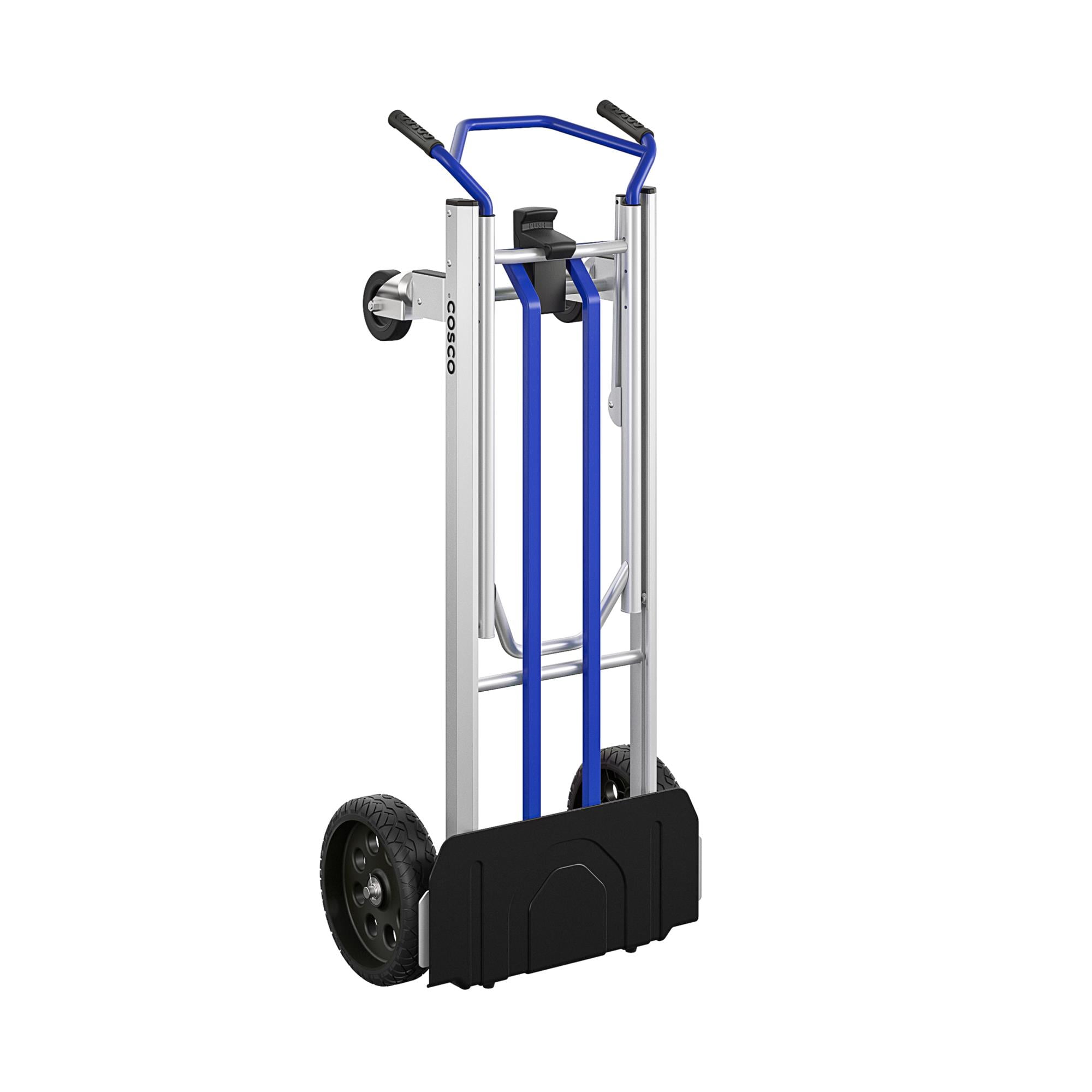 COSCO 3-in-1 Convertible Hand Truck with Folding Toe Plate and Flat-Free Wheels, Heavy-Duty Dolly with Aluminum/ Steel Frame, 800/1000 lb Capacity, Ideal for Moving Heavy Loads, Blue