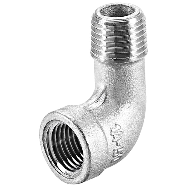 Accesorio de tubería de acero inoxidable 316, codo de 90 grados 1/4 BSPT hembra x 1/4 BSPT macho