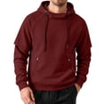 thumbnail image 6 of Men's Hooded Pullover Solid Color Long-sleeved Sweatshirt for Man Fall Winter, 6 of 7