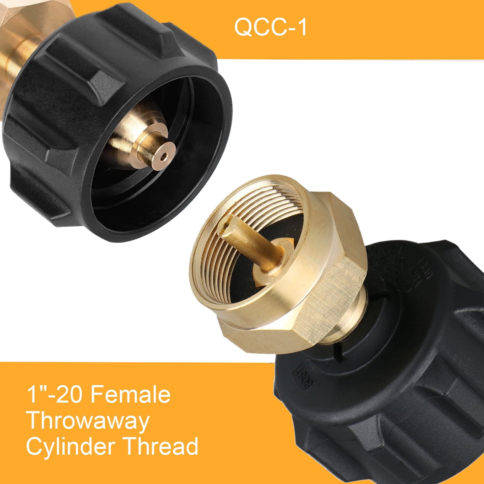 TSV Propane Refill Adapter, LP Gas 1lb Cylinder Tank Coupler for Propane Tank and Disposable Tank Bottle, Solid Brass