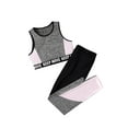 thumbnail image 5 of YEAHDOR Kids Girls Gymnastics Dance Outfit Racer Back Crop Tank Top with Leggings Set Grey 14, 5 of 7