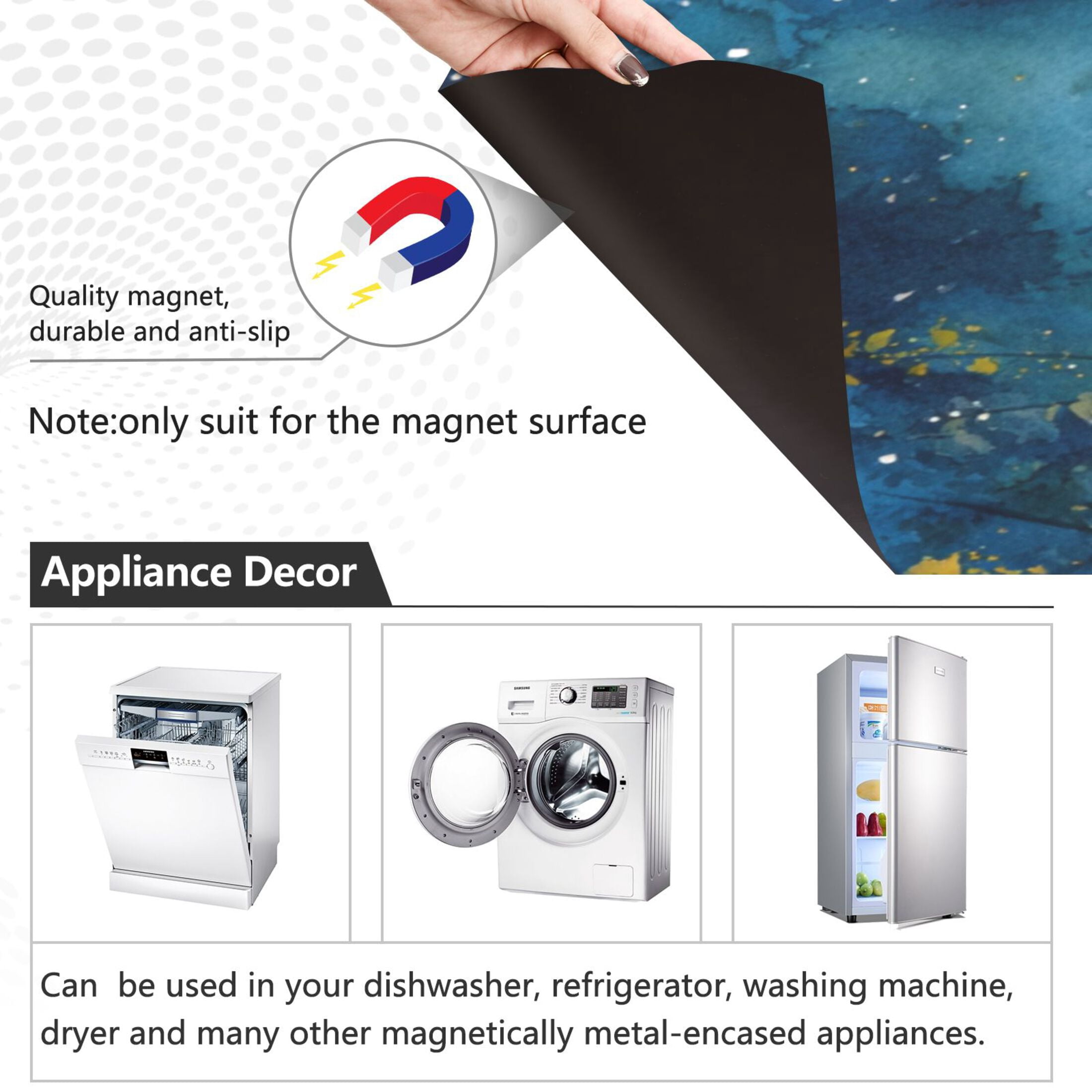 Dishwasher Magnetic Sticker 23x26 Inch Refrigerator Magnetic Sticker Washing Machine Magnetic Sticker Kitchen Panel Magnetic Sticker Home Decor Night Black Dog