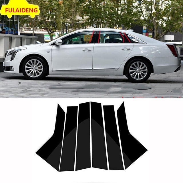 CHROME Pillar Posts for Cadillac XTS 2013-2018 Black Moldings Cover Trim 6Pcs