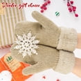thumbnail image 2 of Loritta 2Pcs Winter Gloves for Women Warm Lining Cozy Knit Thick Mitten Beige and Gray, 2 of 7