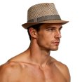 thumbnail image 2 of Mgmyaa Men's Summer Straw Jazz Hat Wide Brim Sun Protection Outdoor Travel Cap Breathable Lightweight Casual Beach Holiday Headwear Adjustable Classic Style, 2 of 9