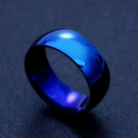 8mm Titanium Steel Blue Band Men Women Wedding Engagement Jewelry Ring Size 6-13
