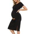 thumbnail image 3 of Women's Maternity Dress Short Sleeve Split Pregnancy Dresses Maternity Clothes, 3 of 6